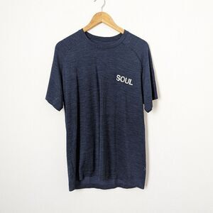 Lululemon Soulcycle men's heathered navy blue crewneck short sleeve T-shirt tee